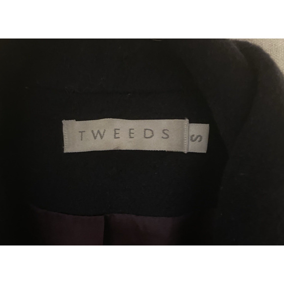 VTG Tweeds Peacoat Jacket Womens Small Black Wool Heavy Double Breasted Coat - Picture 10 of 16